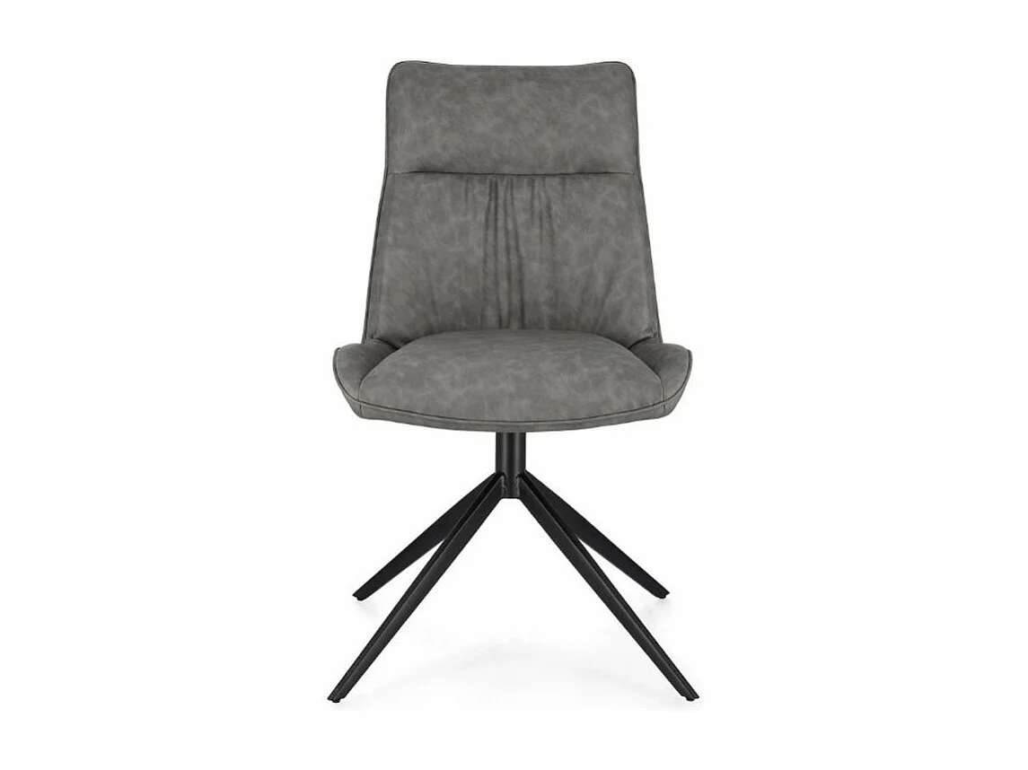 Chaise design simili cuir gris et pieds acier noir Jowka - Lot de 2