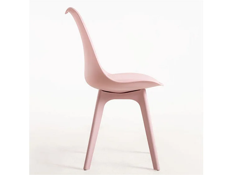 Silla moderna de polipropileno y cojín de asiento en polipiel rosa Arko