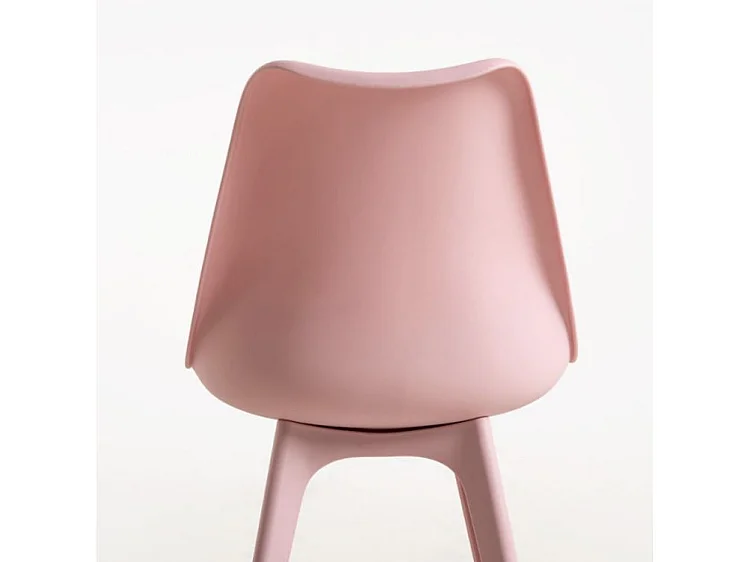 Silla moderna de polipropileno y cojín de asiento en polipiel rosa Arko