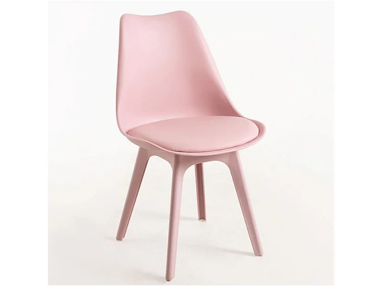 Chaise moderne polypropylène et coussin d'assise simili cuir rose Arko - Lot de 2