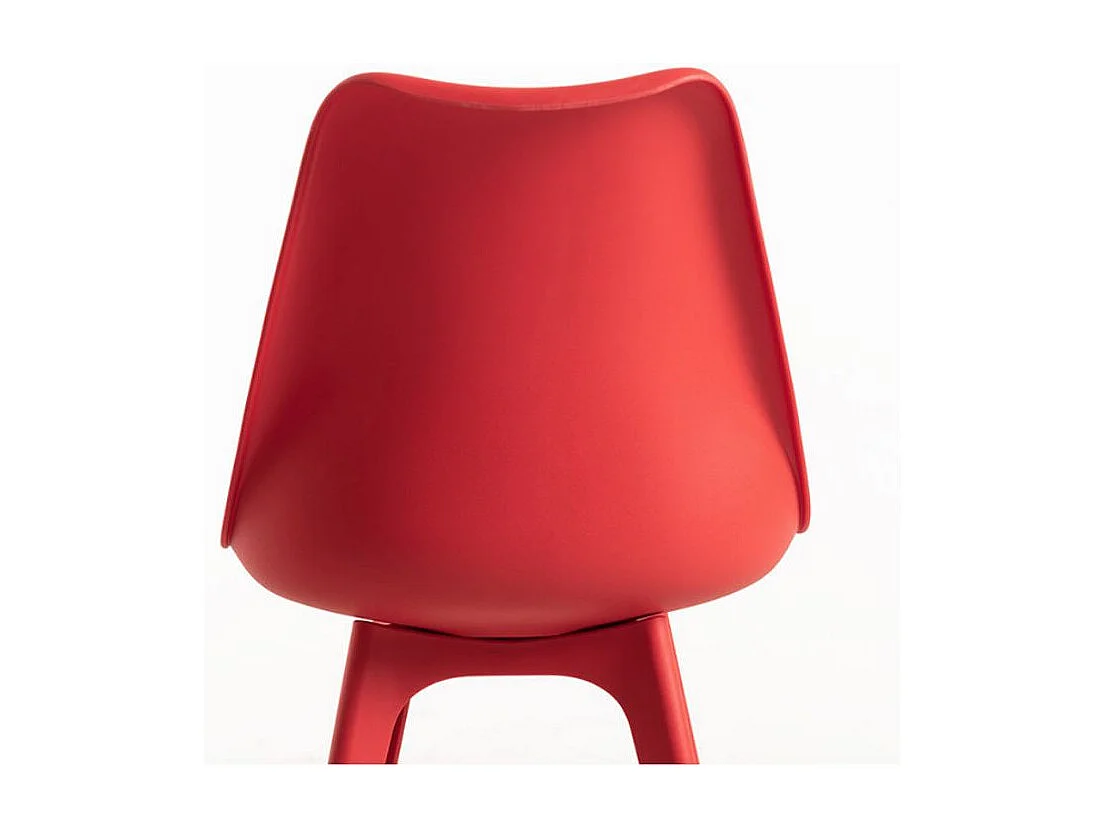 Silla moderna de polipropileno y cojín de asiento en polipiel roja Arko