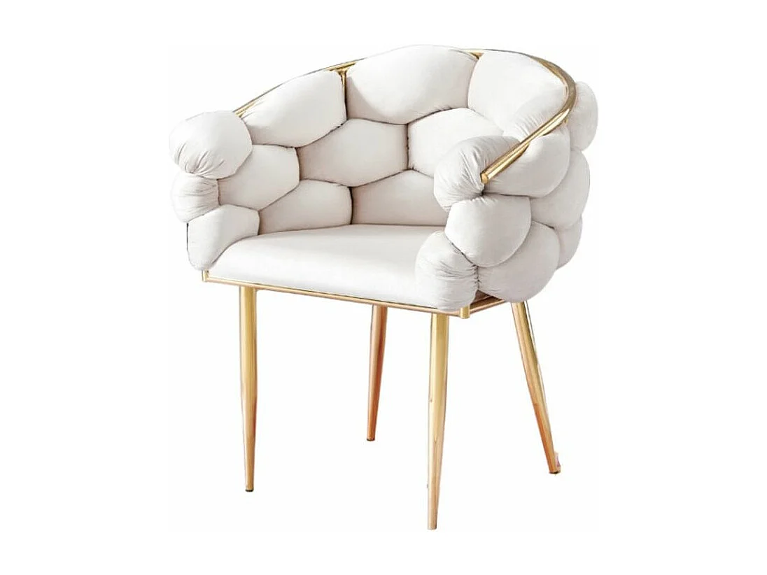 Chaise design capitonnée Florenca - Lot de 2-Couleur Beige clair-Piètement Doré