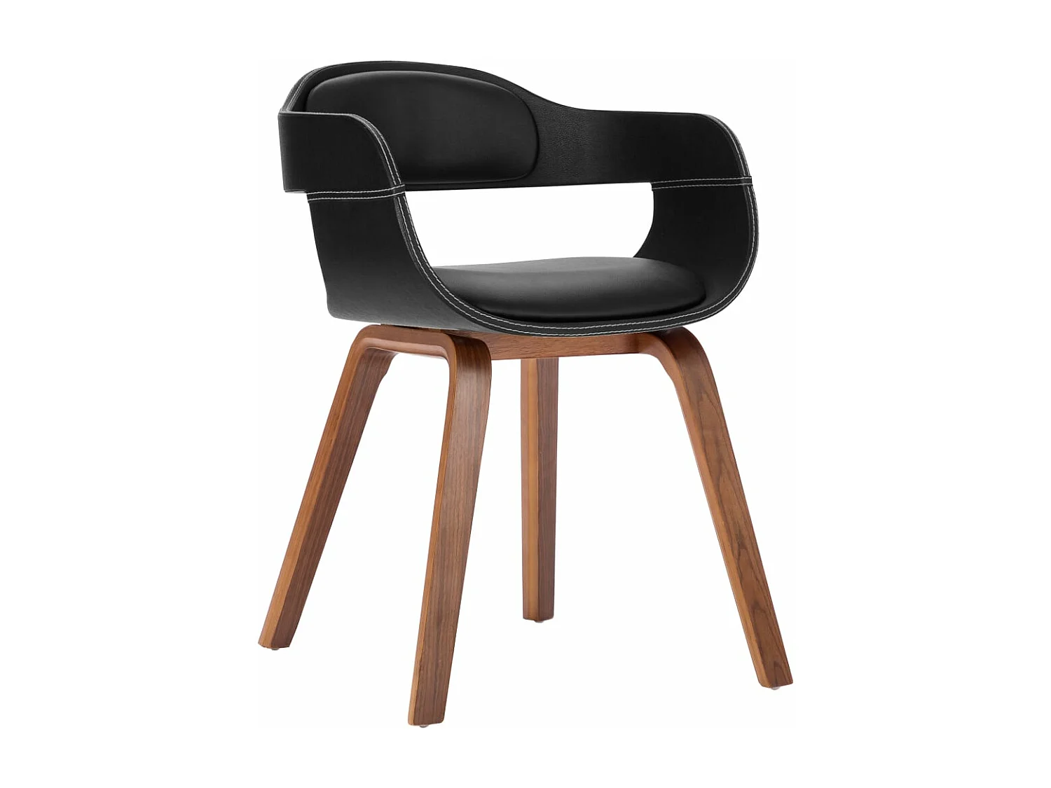 Chaises de salle à manger 4 pcs Noir Bois courbé et similicuir 3