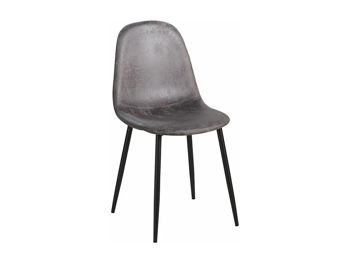Silla vintage Kela símil piel gris oscuro y patas de acero negro