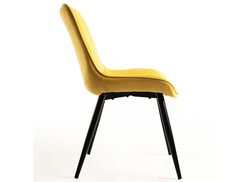 Silla Nalia de terciopelo amarillo y acero negro - Juego de 2