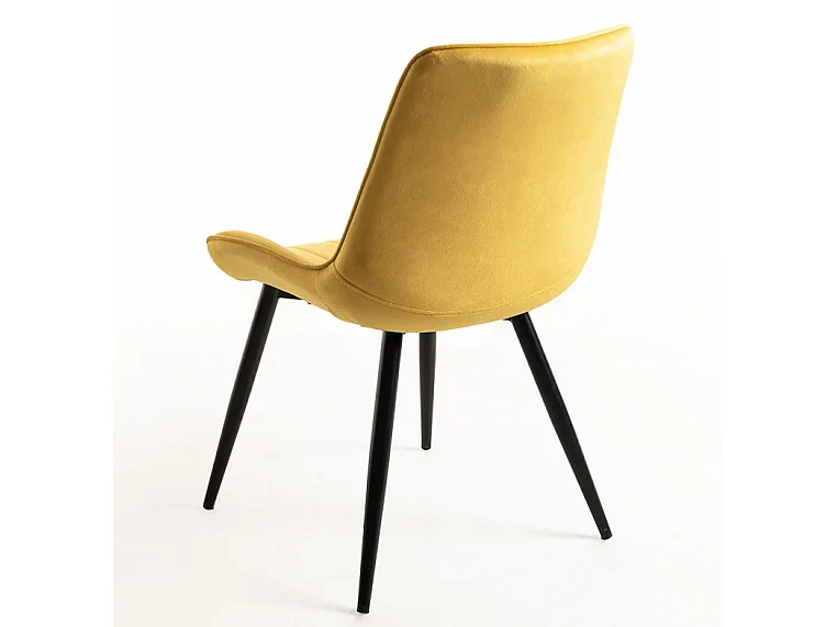 Silla Nalia de terciopelo amarillo y acero negro - Juego de 2