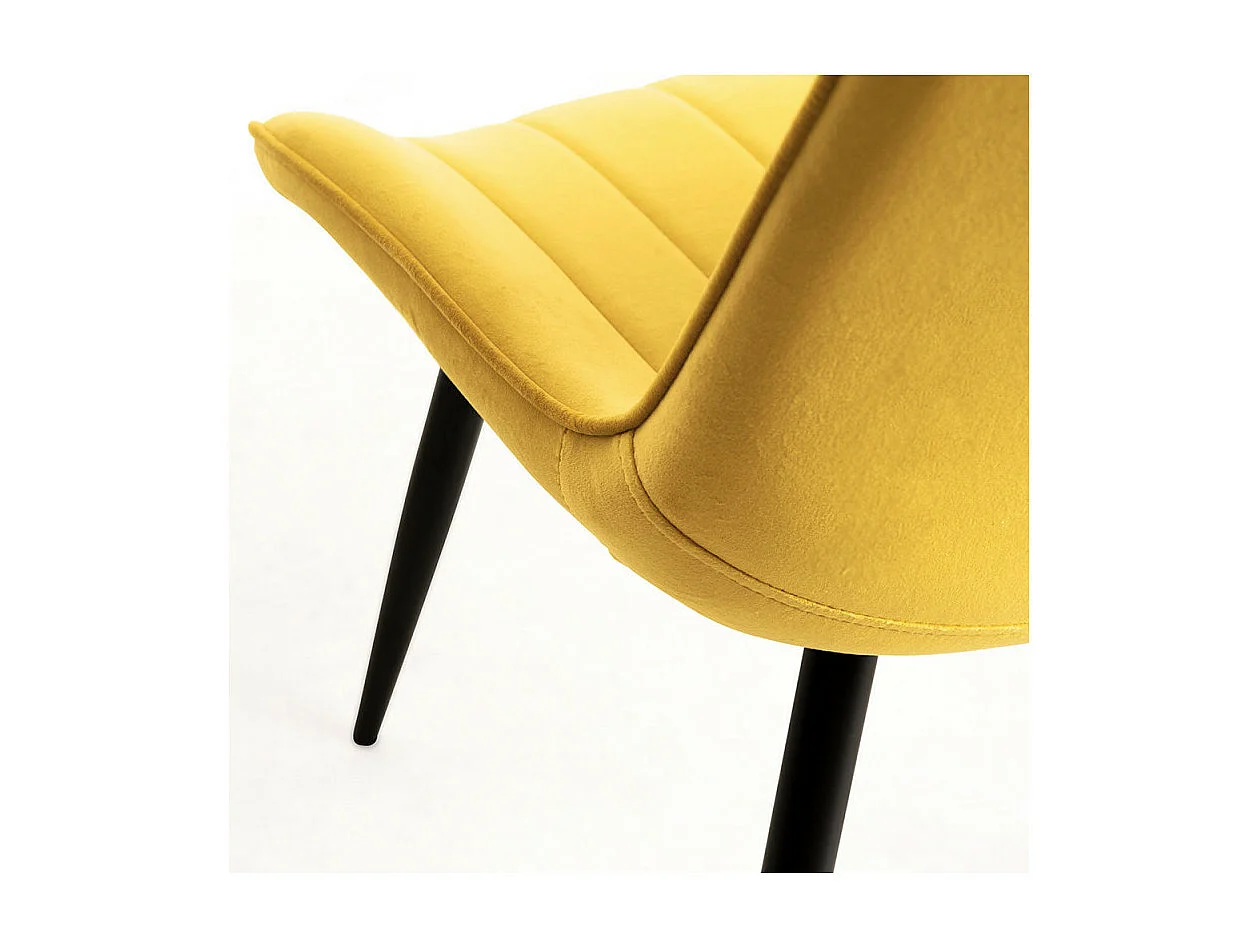 Silla Nalia de terciopelo amarillo y acero negro - Juego de 2