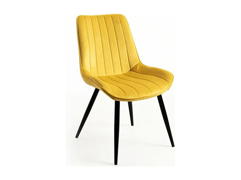 Chaise velours jaune et acier noir Nalia - Lot de 2