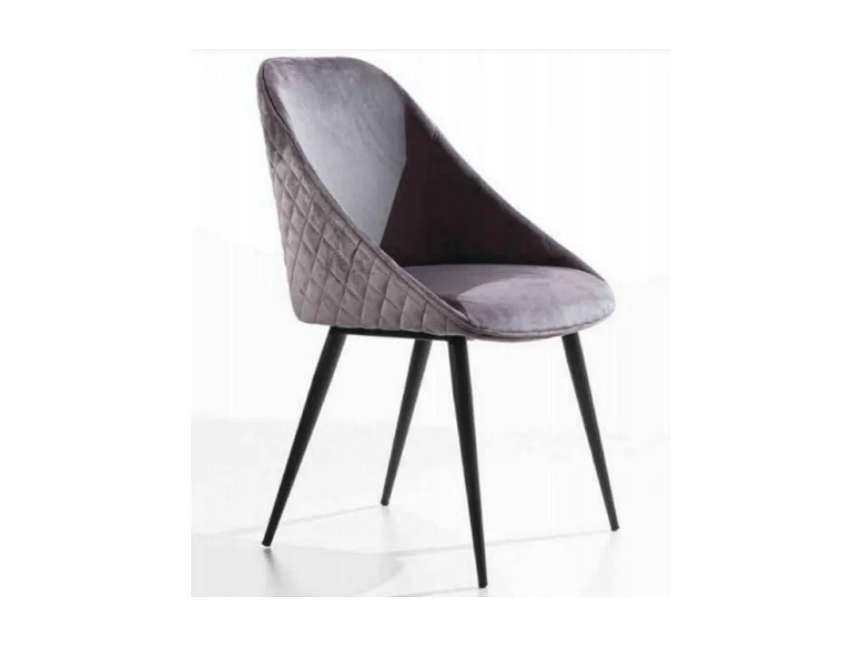 Chaise moderne velours et pieds métal Jacky - Lot de 2-Couleur Gris