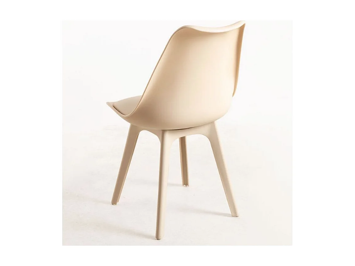 Silla moderna Arko de polipropileno y cojín de asiento de piel sintética beige - Juego de 2