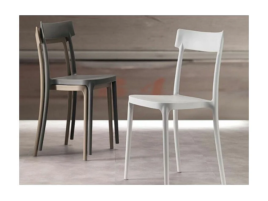 Chaise italienne empilable polypropylène Saray - Lot de 4-Couleur Beige clair