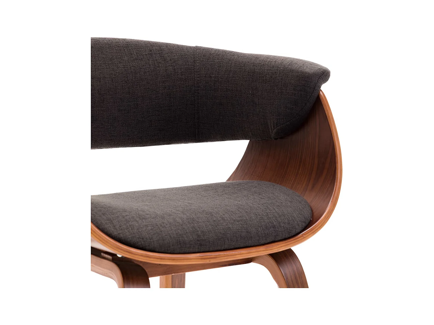 Chaise de salle à manger bois marron courbé et tissu gris Kobaly- Lot de 2