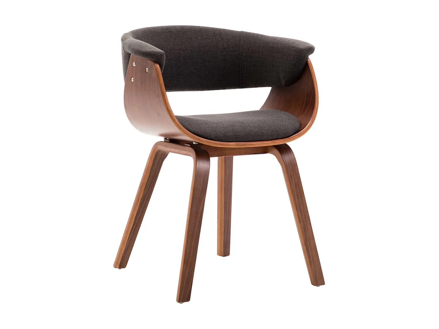 Chaise de salle à manger bois marron courbé et tissu gris Kobaly- Lot de 2