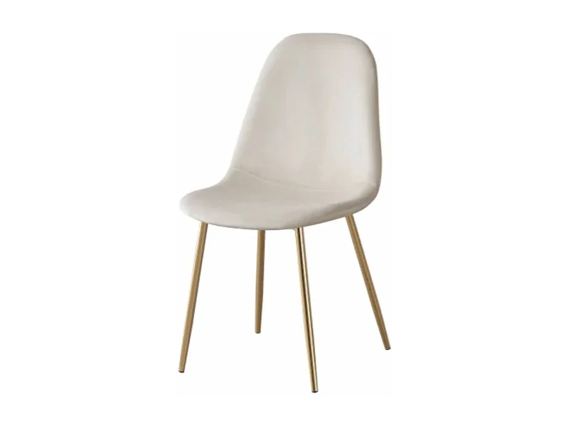 Lot de 6 chaises Ruka en velours avec pieds en acier doré - Élégance moderne-Couleur Beige clair