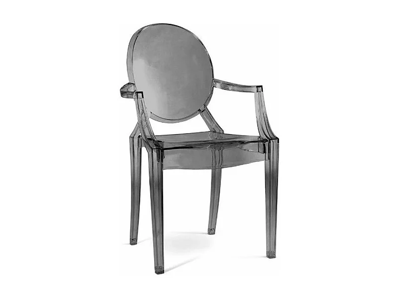 Fauteuil design en polycarbonate transparent ou Opaque - Collection Louiva-Couleur Gris transparent