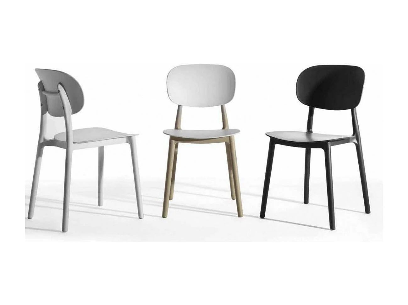 Chaise polyvalente en polypropylène Klaza - Lot de 4-Couleur Noir