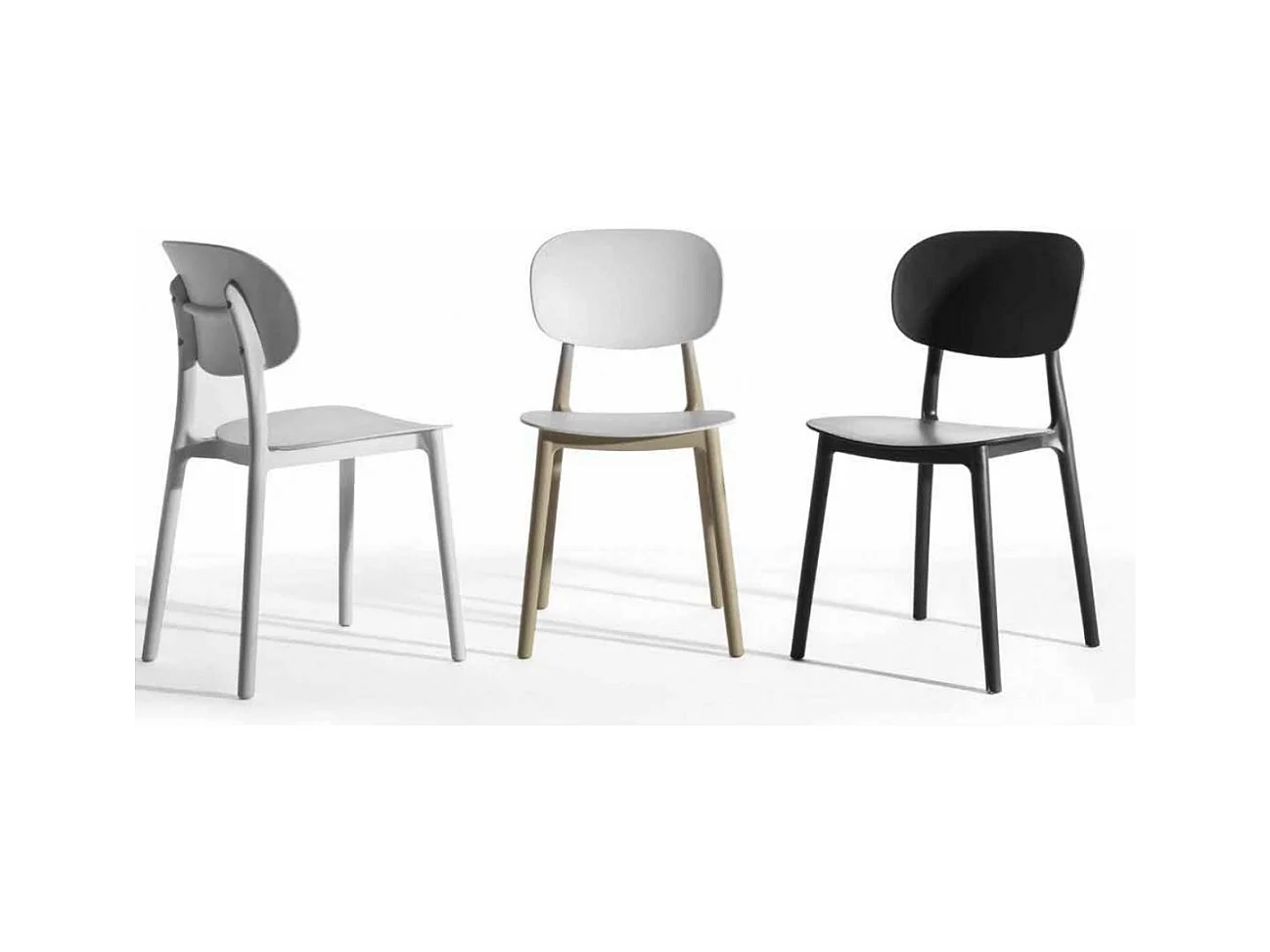 Chaise polyvalente en polypropylène Klaza - Lot de 4-Couleur Noir
