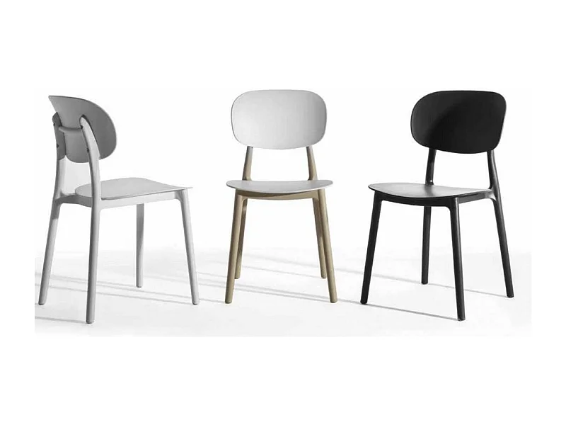 Chaise polyvalente en polypropylène Klaza - Lot de 4-Couleur Noir