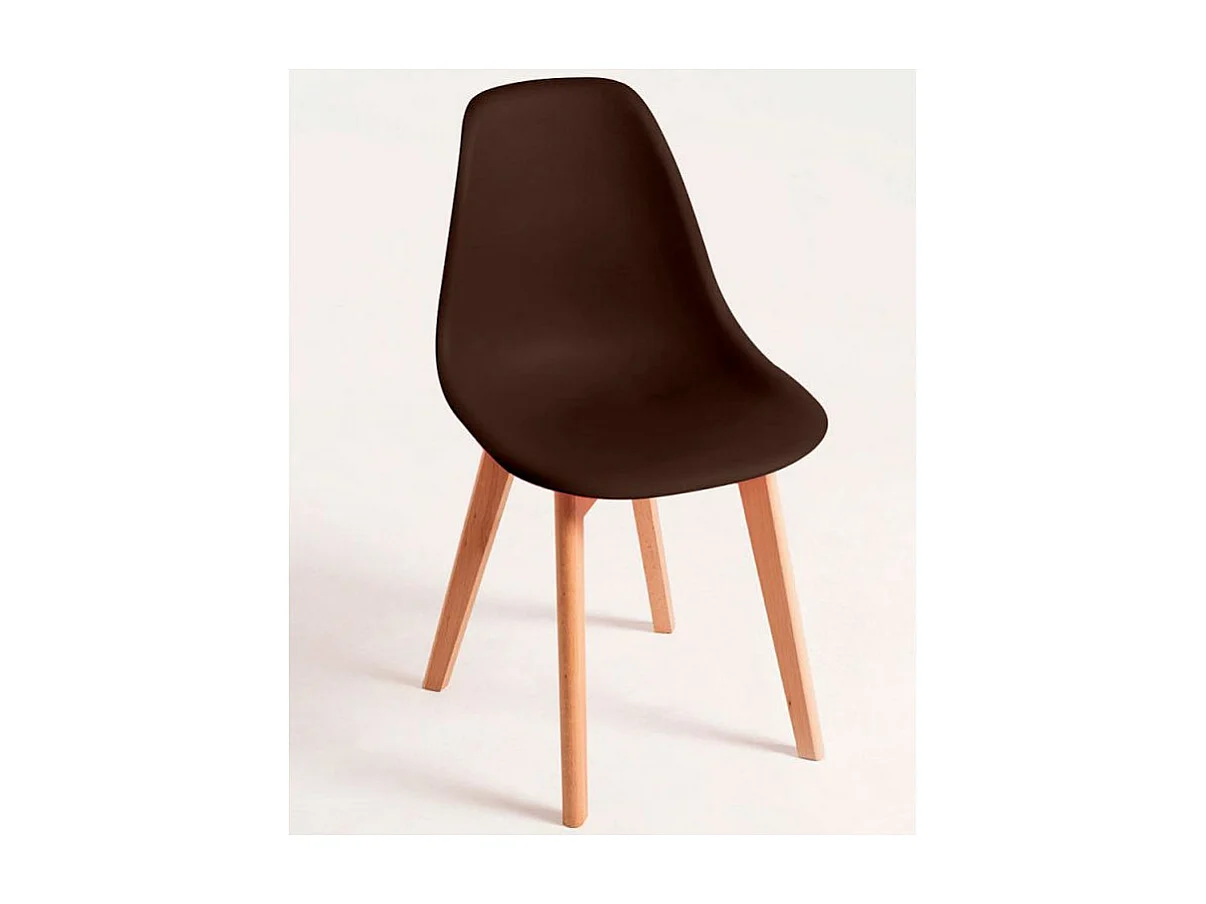 Silla nórdica marrón y patas de haya clara Nordo - Juego de 2