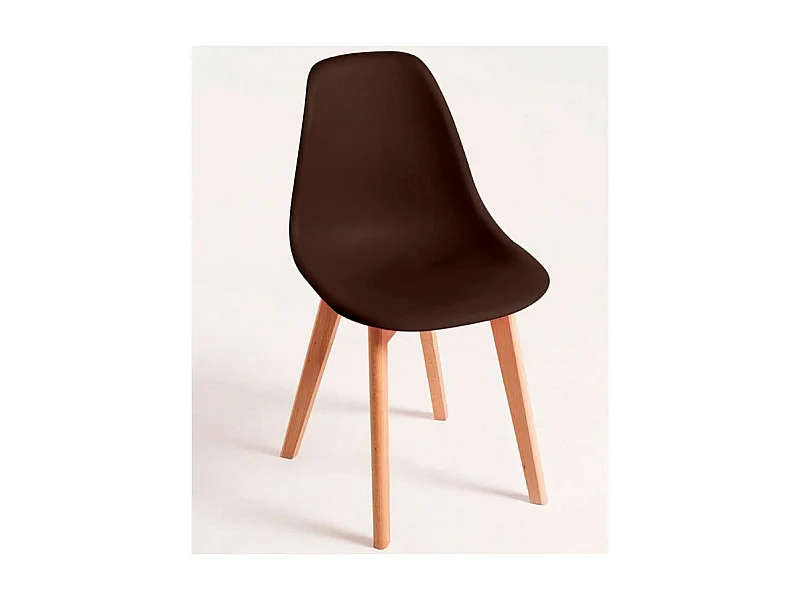 Chaise nordique marron et pieds hêtre clair Nordo - Lot de 2