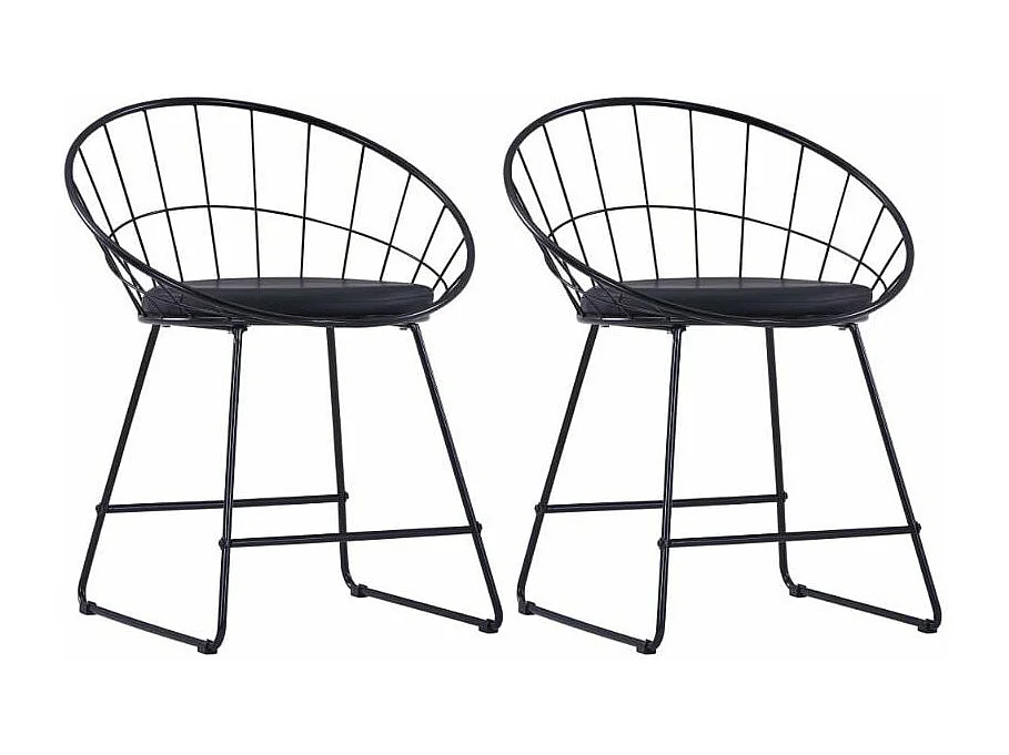 Chaise avec accoudoirs simili cuir et pieds métal noir Shelb - Lot de 2