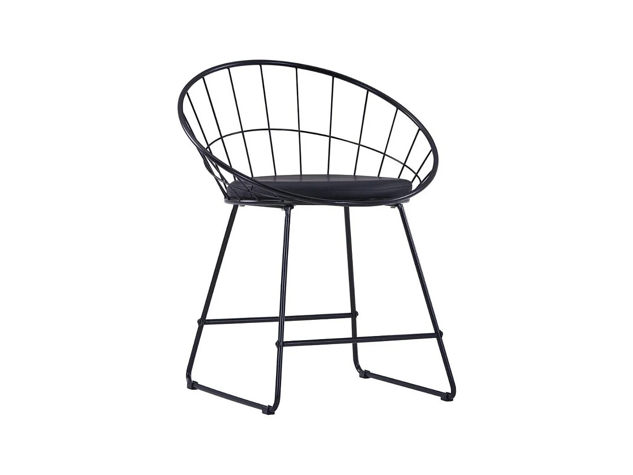 Chaise avec accoudoirs simili cuir et pieds métal noir Shelb - Lot de 2