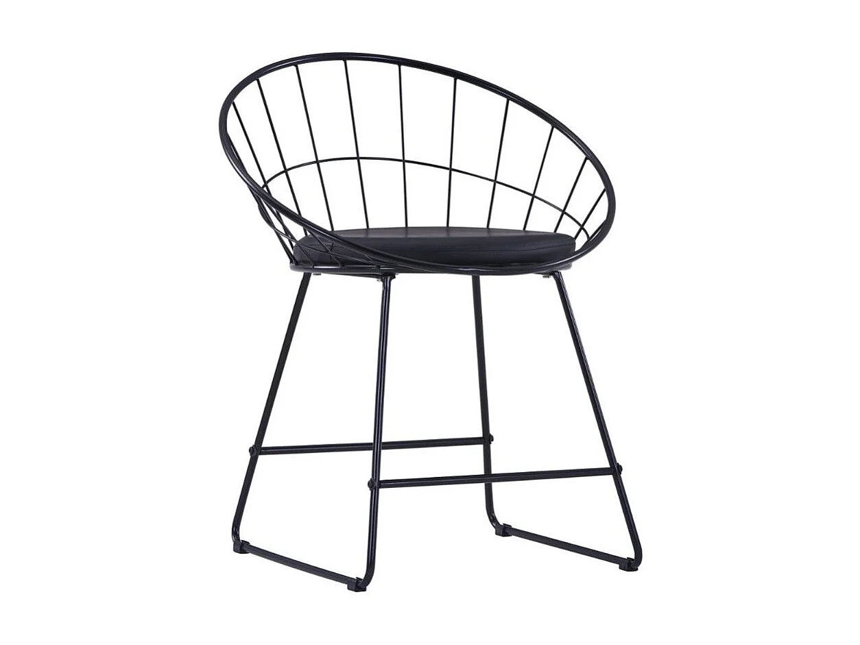 Chaise avec accoudoirs simili cuir et pieds métal noir Shelb - Lot de 2