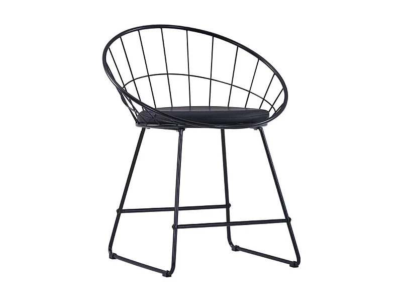 Chaise avec accoudoirs simili cuir et pieds métal noir Shelb - Lot de 2