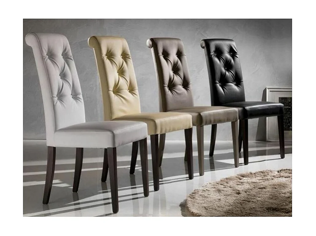 Chaise en faux cuir capitonnée Thalia - Lot de 2-Couleur Noir