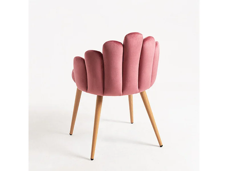 Silla original Achille de terciopelo rosa oscuro con patas de metal natural - Lote de 2