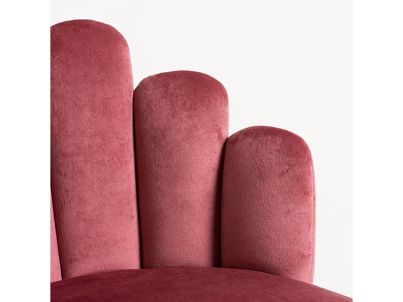 Silla original Achille de terciopelo rosa oscuro con patas de metal natural - Lote de 2