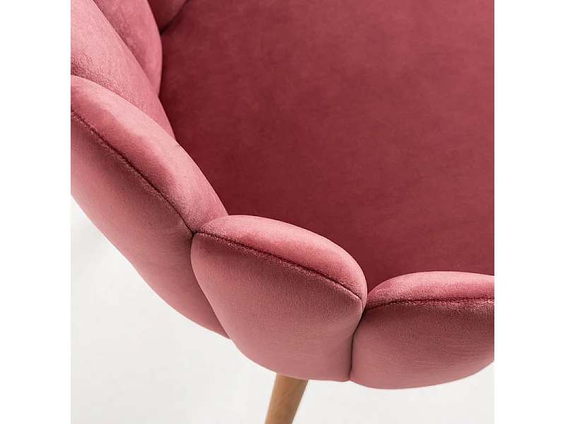 Chaise originale velours rose foncé et pieds métal naturel Achille - Lot de 2