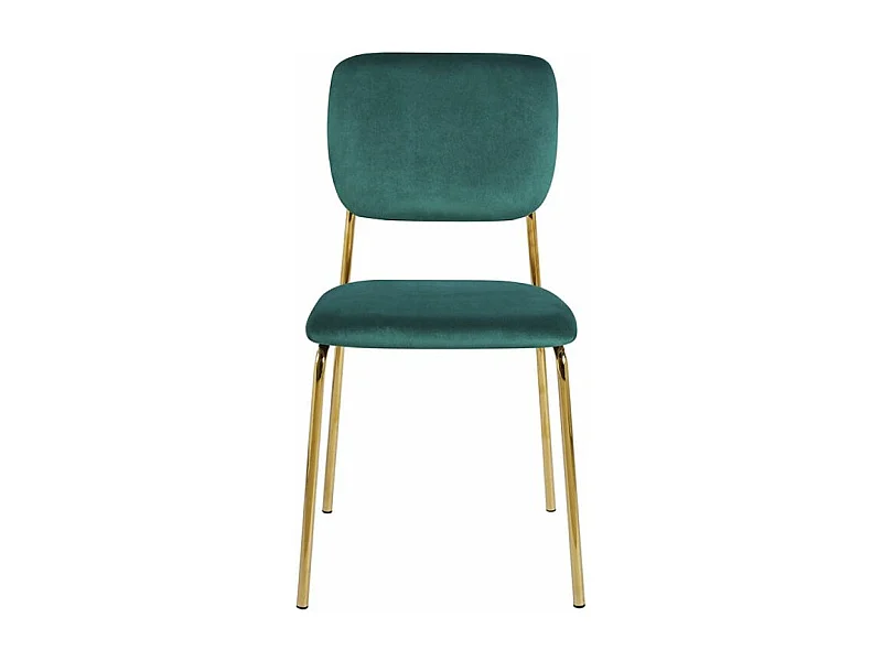 Chaise design avec assise velours vert et pieds en métal doré Kara
