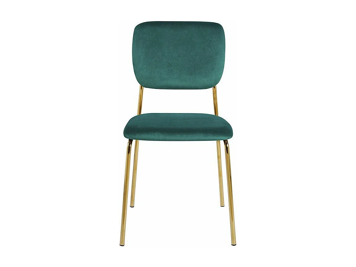 Chaise design avec assise velours vert et pieds en métal doré Kara