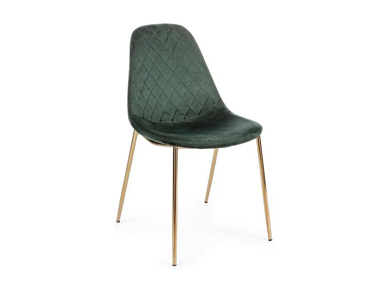Set van 4 Korry fluwelen stoelen met gouden poten - Chic en modern-Kleur Donkergroen