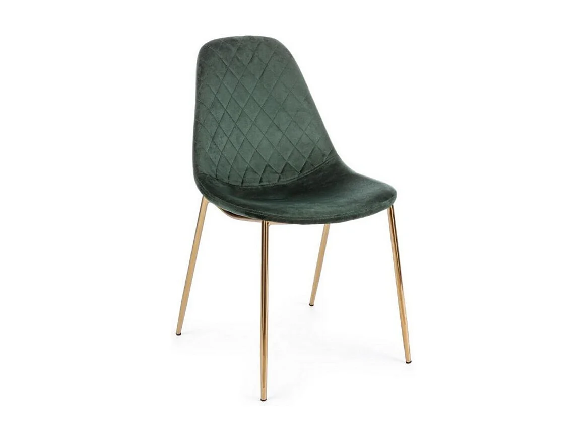 Lot de 4 chaises en velours Korry avec pieds dorés - Chic et moderne-Vert foncé