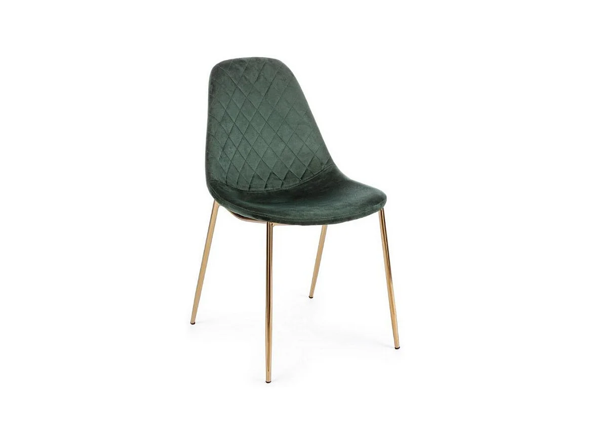 Lot de 4 chaises en velours Korry avec pieds dorés - Chic et moderne-Vert foncé