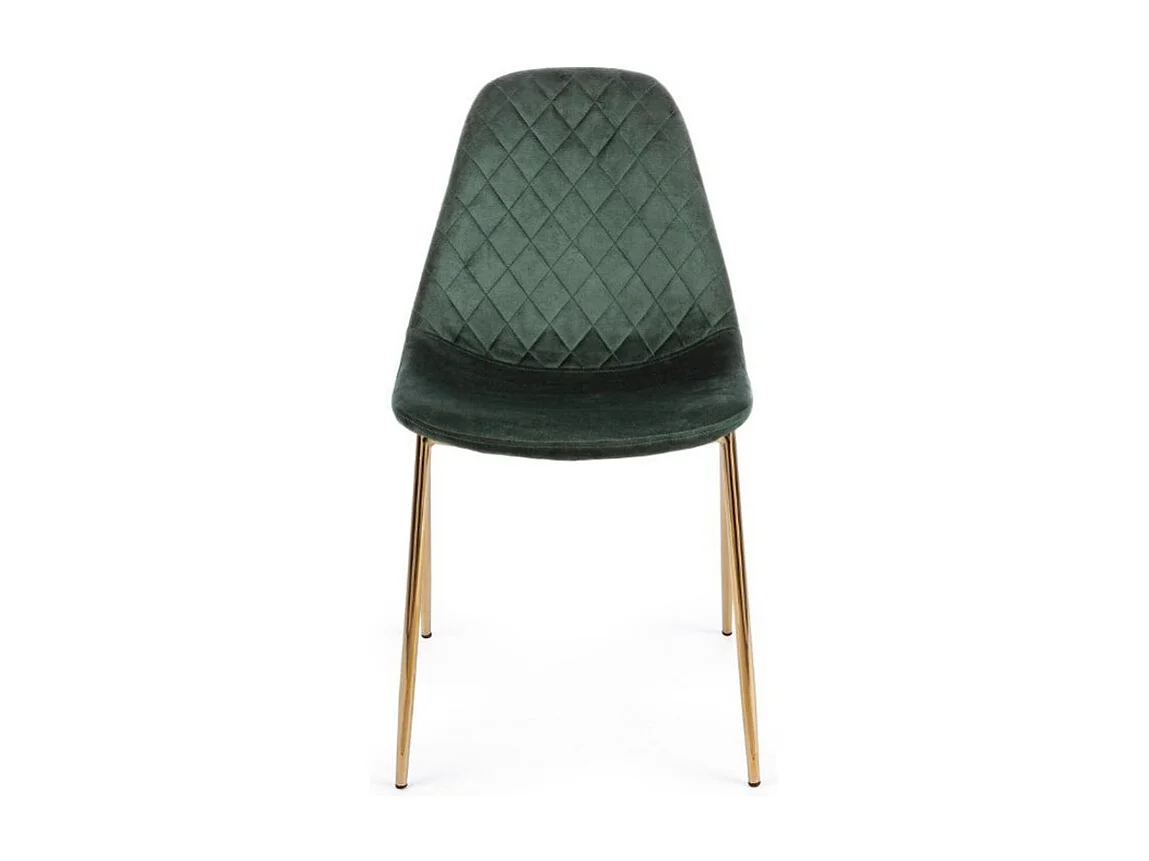Lot de 4 chaises en velours Korry avec pieds dorés - Chic et moderne-Vert foncé
