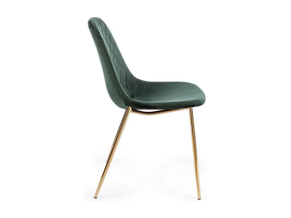 Lot de 4 chaises en velours Korry avec pieds dorés - Chic et moderne-Vert foncé