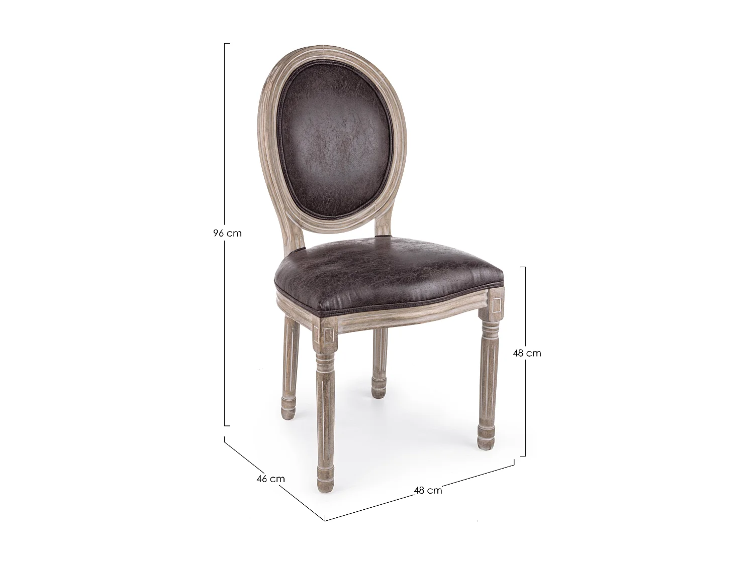 Set van 2 Louis XVI-stijl medaillonstoelen – Elegantie en prestige voor uw interieur-Kleur Donker bruin