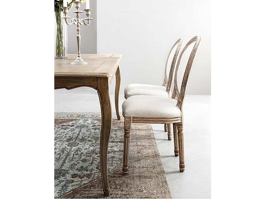 Set van 2 Louis XVI-stijl medaillonstoelen – Elegantie en prestige voor uw interieur-Kleur Donker bruin