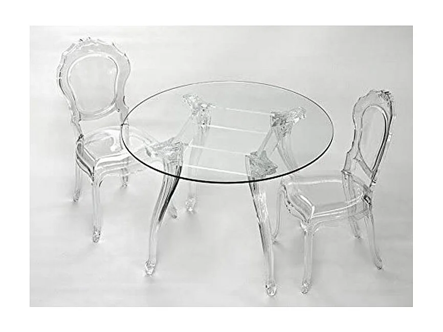 Chaise inspiration Louis XV design transparent Modina - Lot de 2-Couleur Fumée