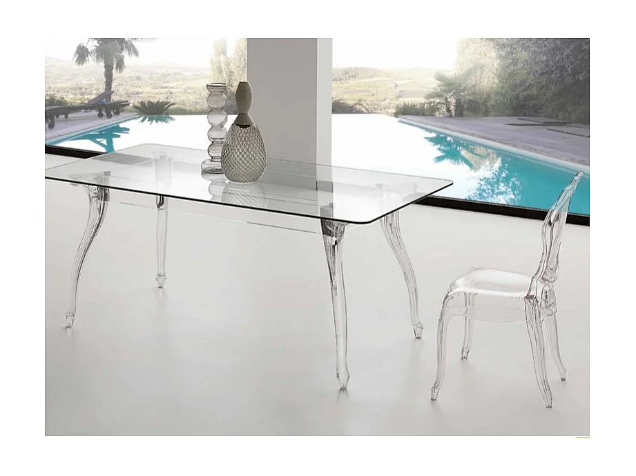 Chaise inspiration Louis XV design transparent Modina - Lot de 2-Couleur Fumée