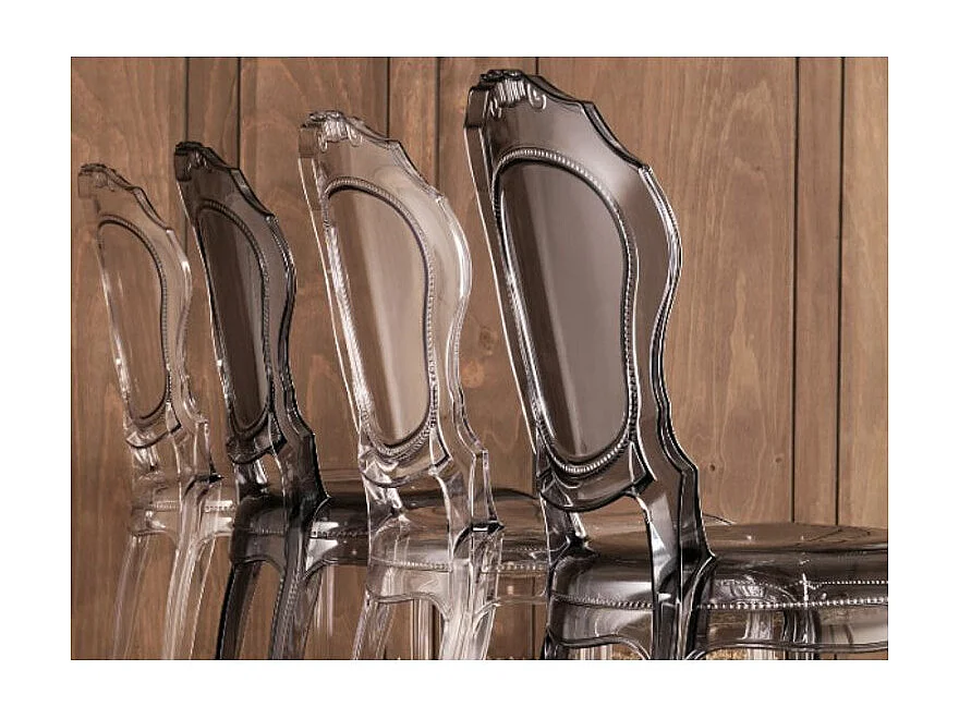 Chaise inspiration Louis XV design transparent Modina - Lot de 2-Couleur Fumée