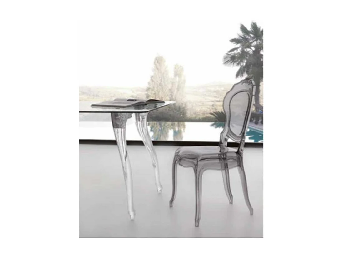 Chaise inspiration Louis XV design transparent Modina - Lot de 2-Couleur Fumée