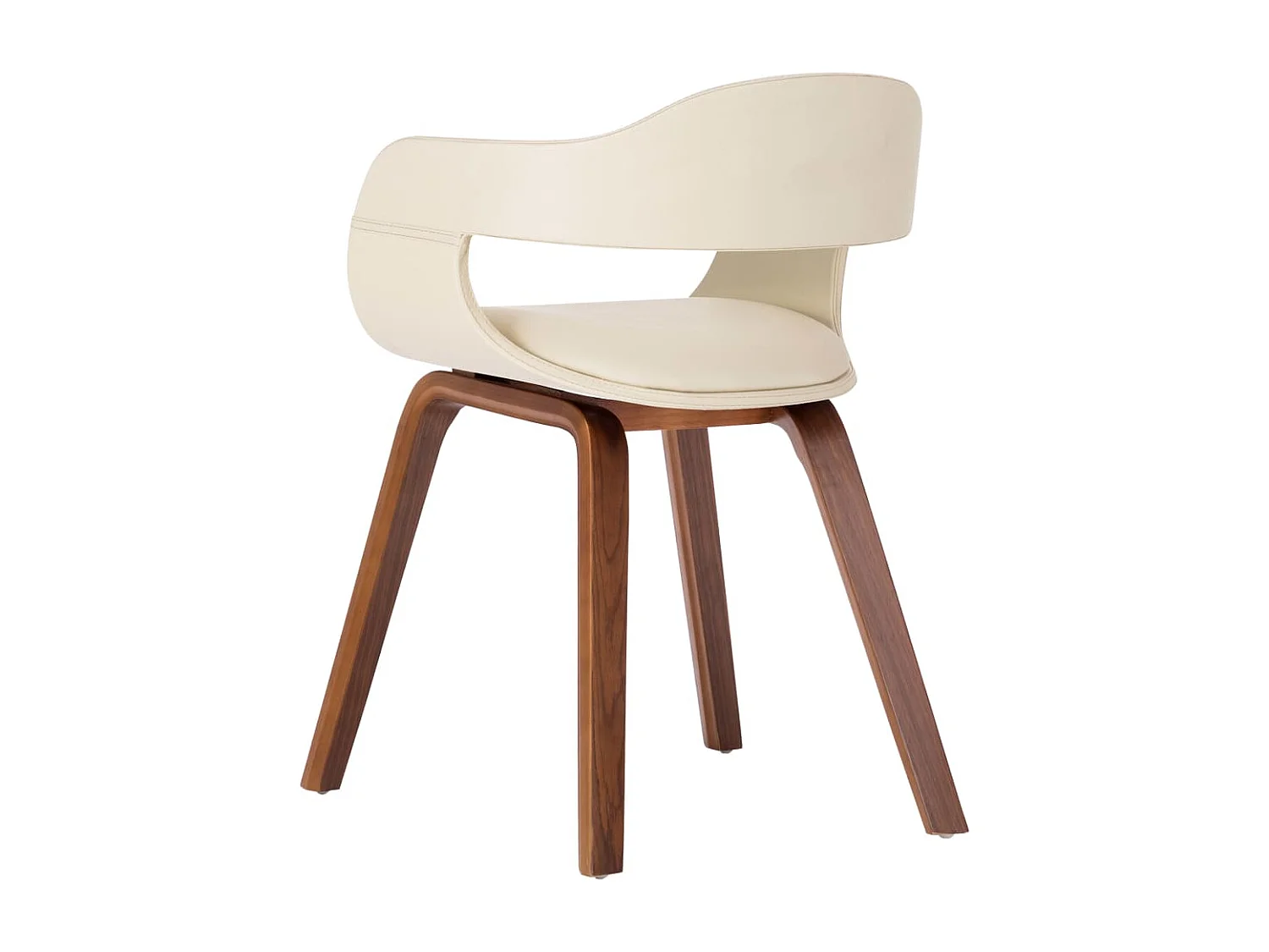 Chaises de salle à manger 6 pcs Crème Similicuir et bois courbé 4