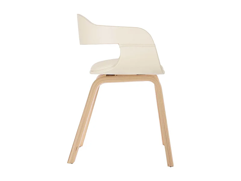 Chaises de salle à manger 4 pcs Crème Similicuir et bois courbé 2