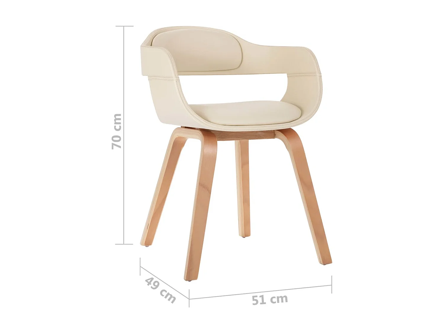 Chaises de salle à manger 4 pcs Crème Similicuir et bois courbé 2