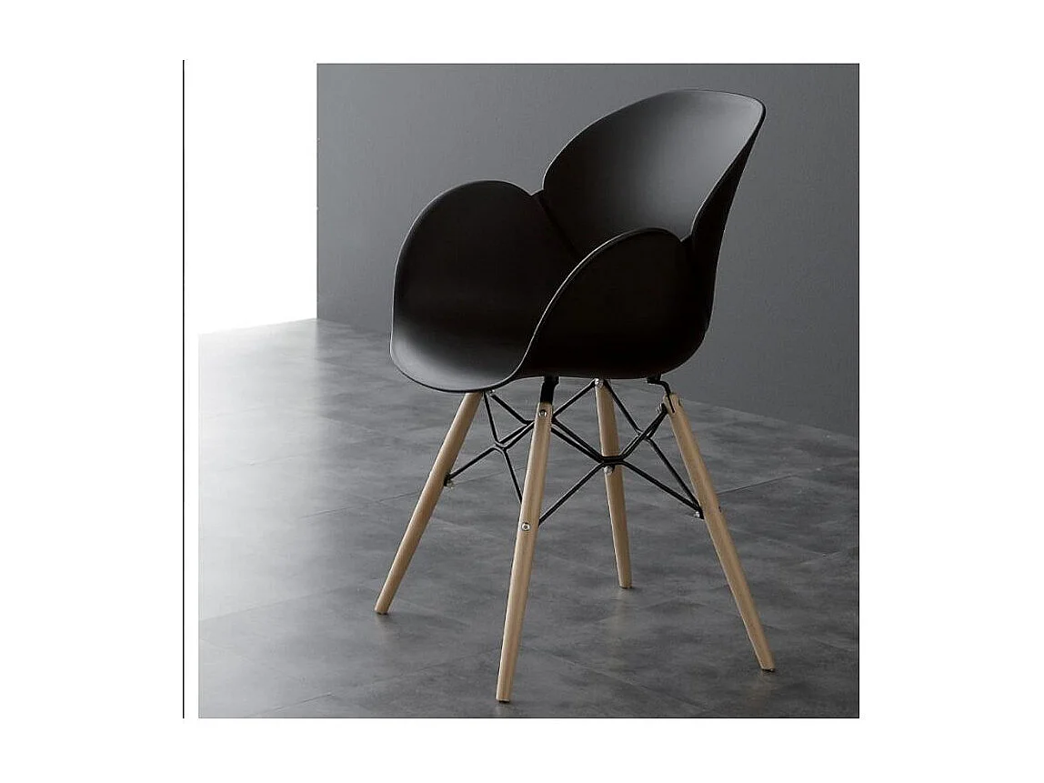 Fauteuil en polypropylène Kactus - Lot de 2-Couleur Noir