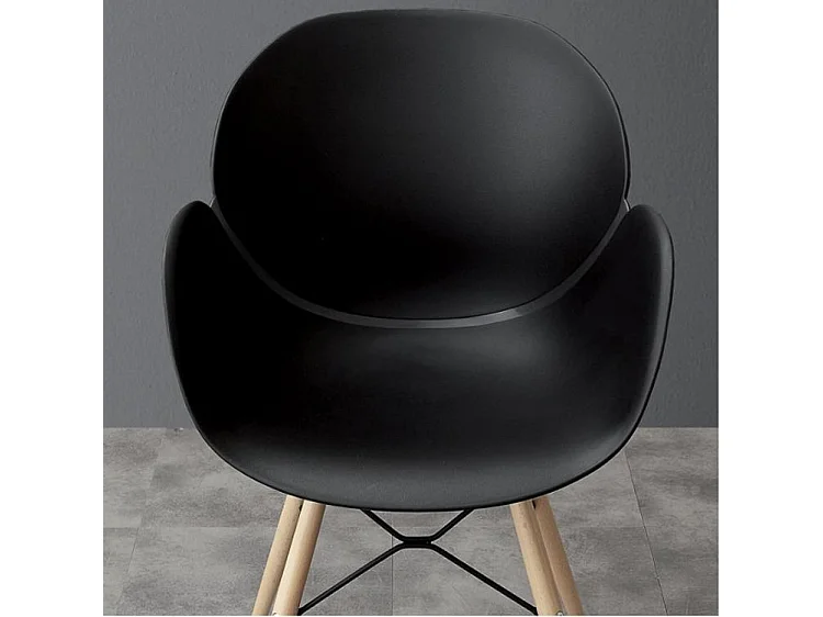 Fauteuil en polypropylène Kactus - Lot de 2-Couleur Noir